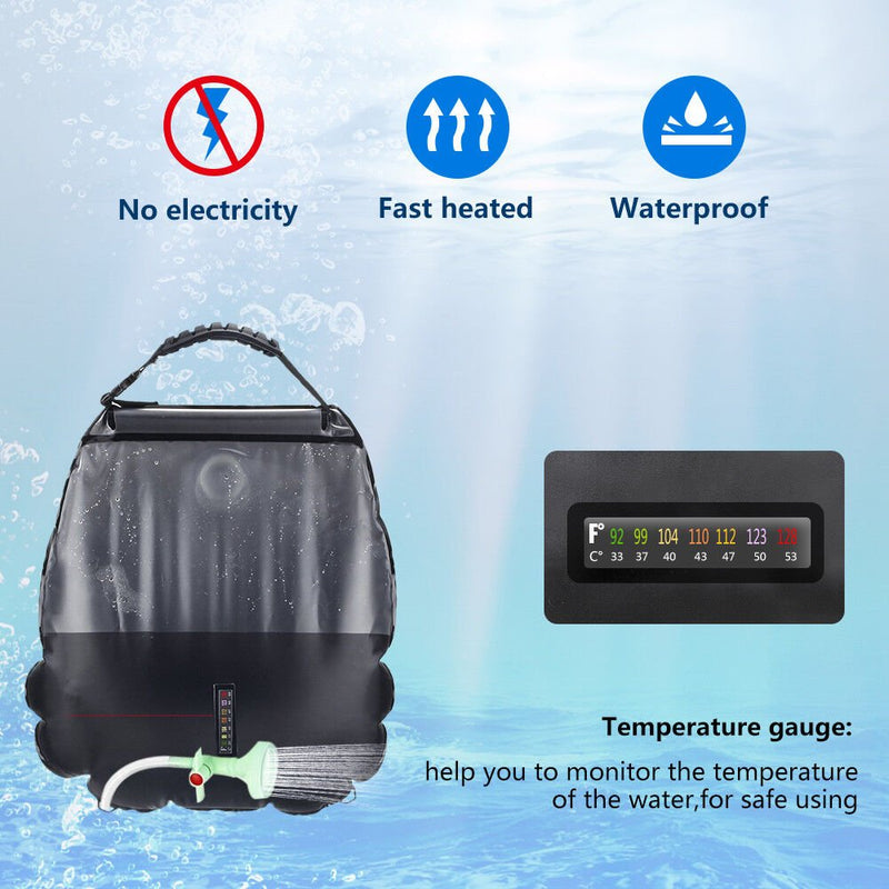 5 Gallons/20L Solar Heating Camping Shower Bag for Beach Swimming Hiking Travel - Plugsus Home Furniture