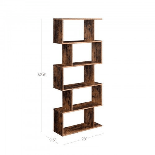 5 Tier Z-Shelf Style Modern Bookshelf - Plugsusa