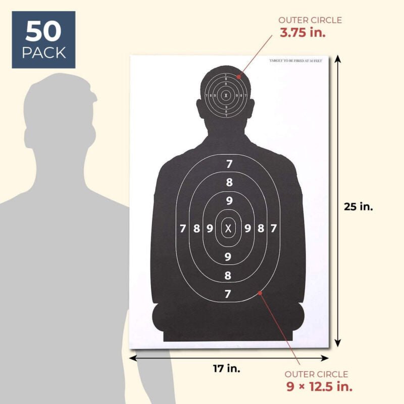 50 Sheets Silhouette Paper Targets for Shooting Range, Firearms, 17 x 25 In - Plugsus Home Furniture