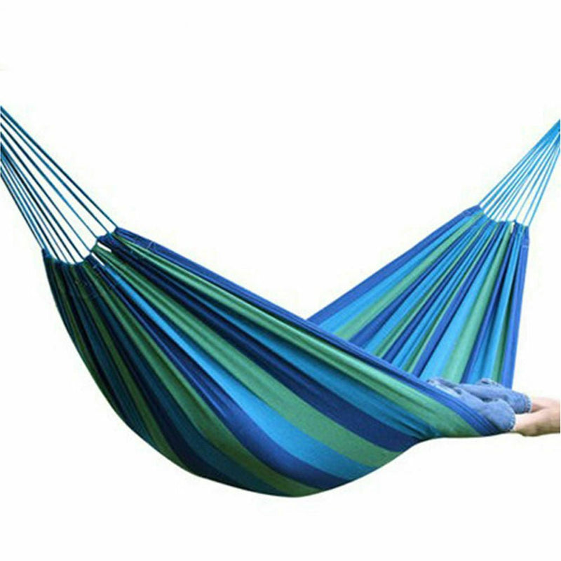 59" Double 2 Person Cotton Outdoor Swing Camping Hanging Hammock Canvas Bed New - Plugsus Home Furniture