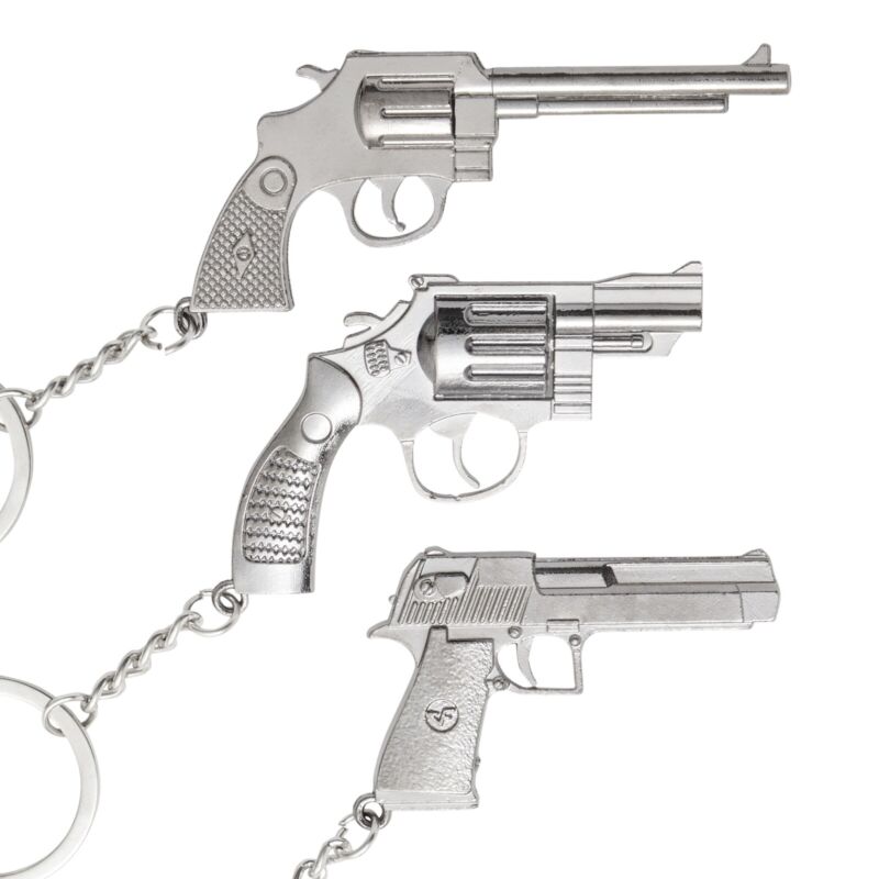6 Pack Metal Military Gun Keychains for Men, 6 Assorted Designs - Plugsus Home Furniture