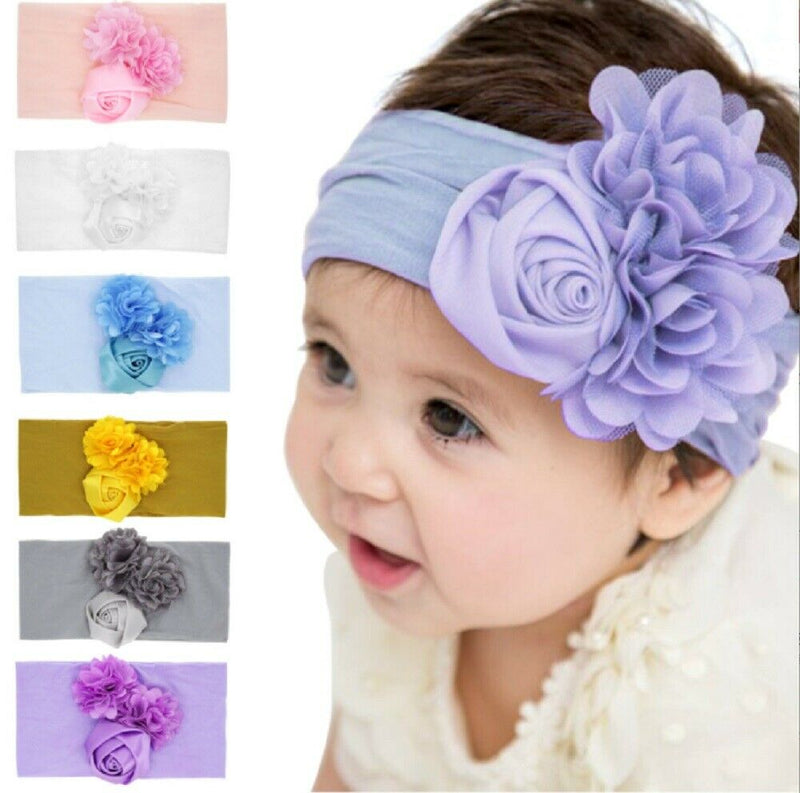 6 Pcs Kids Girl Baby Headband Toddler Lace Bow Flower Hair Band Accessories US - Plugsus Home Furniture
