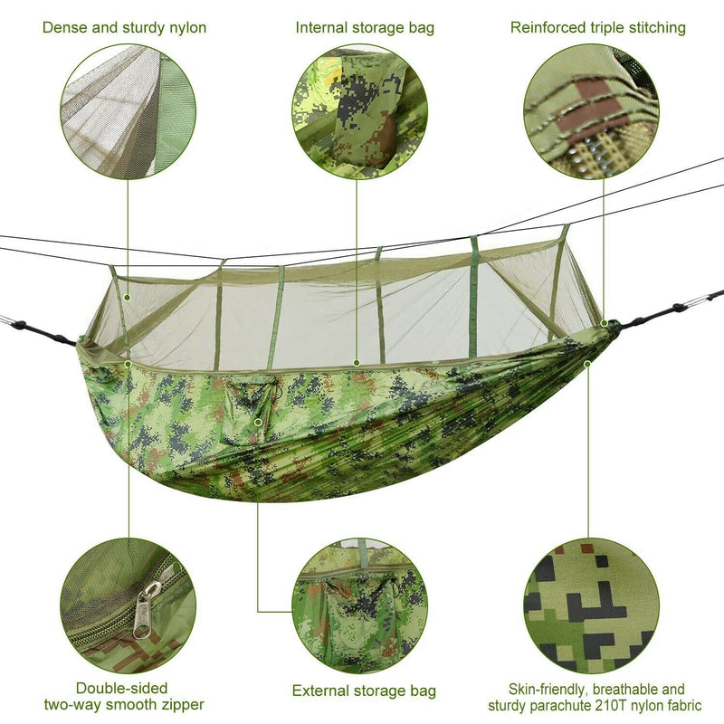 600lbs Double Person Camping Hammock Tent with Mosquito Net Hanging Bed Portable - Plugsus Home Furniture