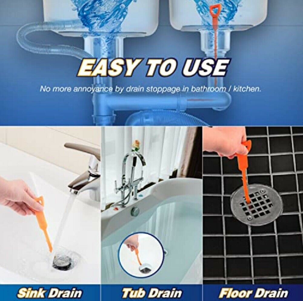 6Pcs Hair Drain Cleaner Tool-25 Inch Snake Drain Clog Remover Tool for Sink  Tube