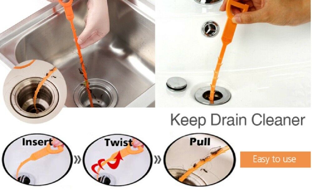 XBllcyiv 25 inch Hair Drain Clog Remover Cleaning TOOL. Sink Snake Drain Hair Remover for Sewer, Toilet, Kitchen Sink, Snake Drain Bathr