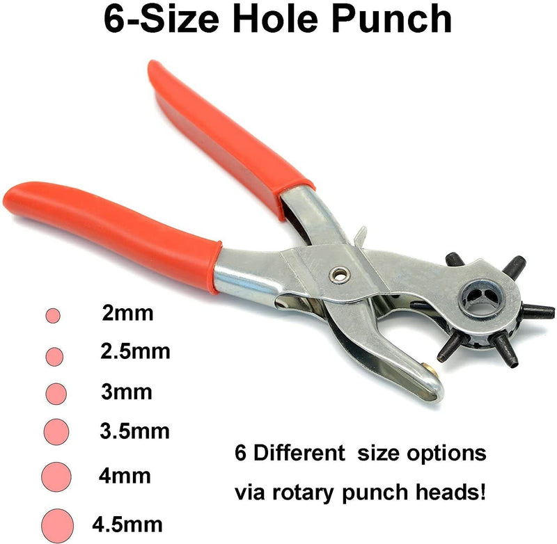9 Leather Hole Punch Hand Pliers Belt Holes 6 Sized Puncher Heavy Duty  Tool New - Plugsus