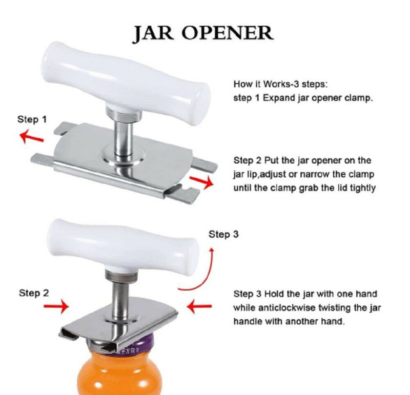 Adjustable Jar Opener, Stainless Steel Lids Off Jar Opener Bottle Cap Remover US - Plugsus Home Furniture