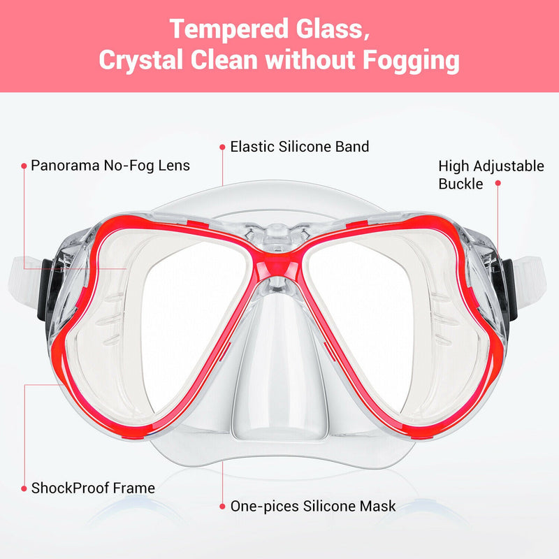 Adult Tempered Glass Diving Set Scuba Anti-Fog Goggles and Snorkeling Mask Tube - Plugsus Home Furniture