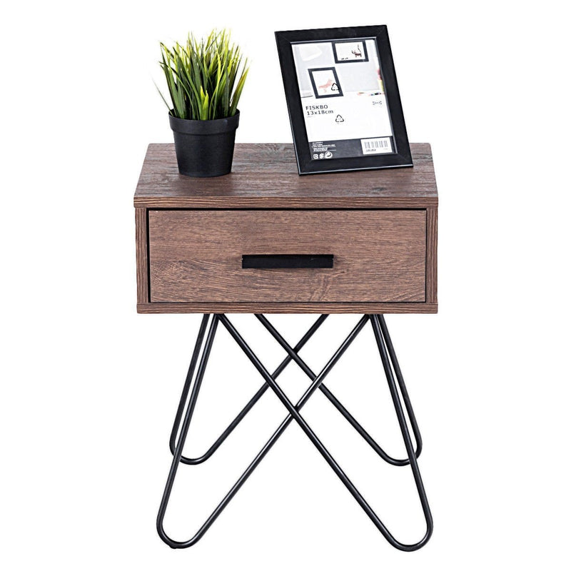 Anmas Nightstand End Side Table With Steel Legs - Plugsusa