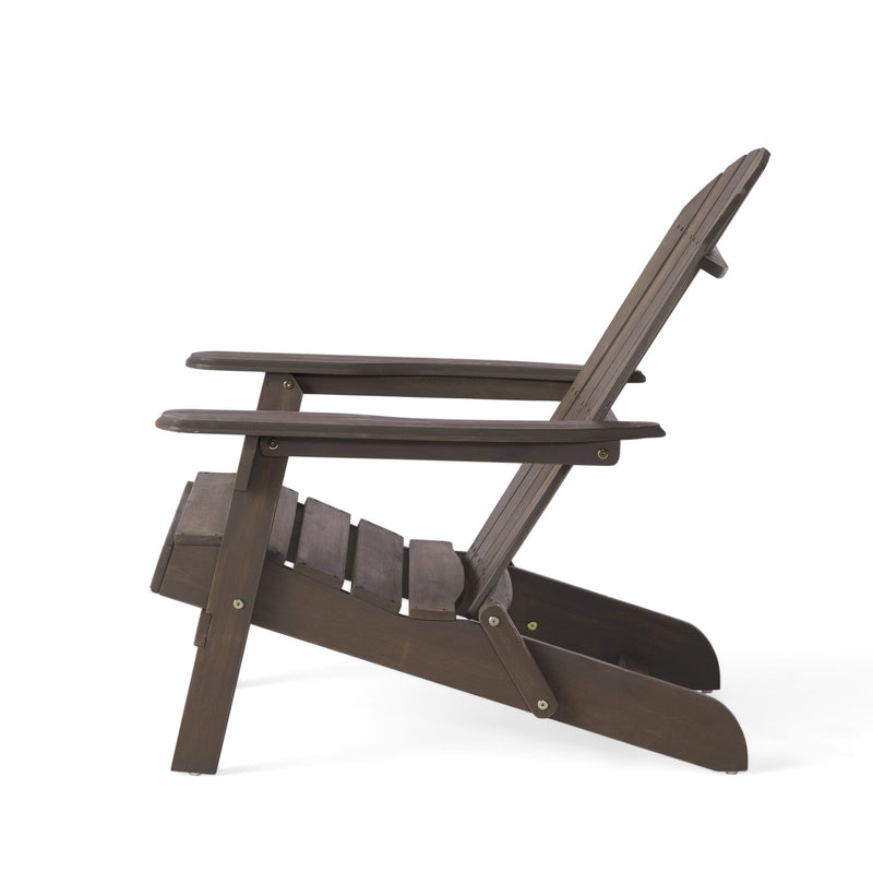Ava's Gray Rustic Acacia Wood Folding Adirondack Chair - Plugsus Home Furniture