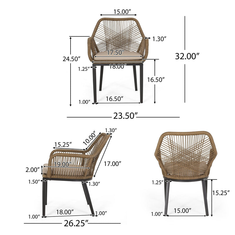 Ava's Stylish Light Brown and Beige Wicker Dining Chairs - Set of 2 - Plugsus Home Furniture