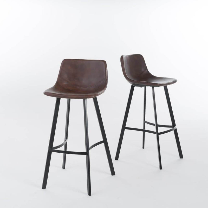 Bar Stool Modern Upholstered Faux Leather (Set Of 2) - Plugsus Home Furniture