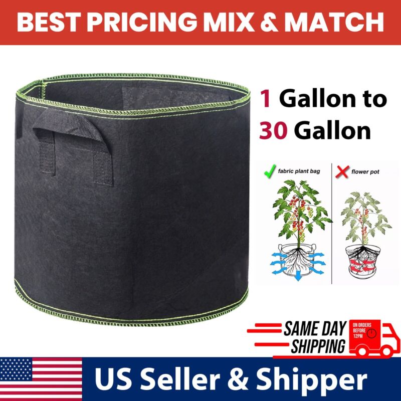 Best Aeration Fabric Vegetable Garden Plant Grow Bags 1,2,3,5,7,10,1 - Plugsus Home Furniture