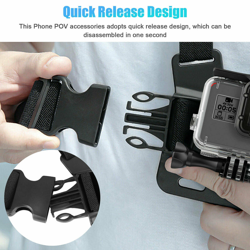 Chest Harness Body Strap Mount Accessories Adjustable for iPhone GoPro Android - Plugsus Home Furniture
