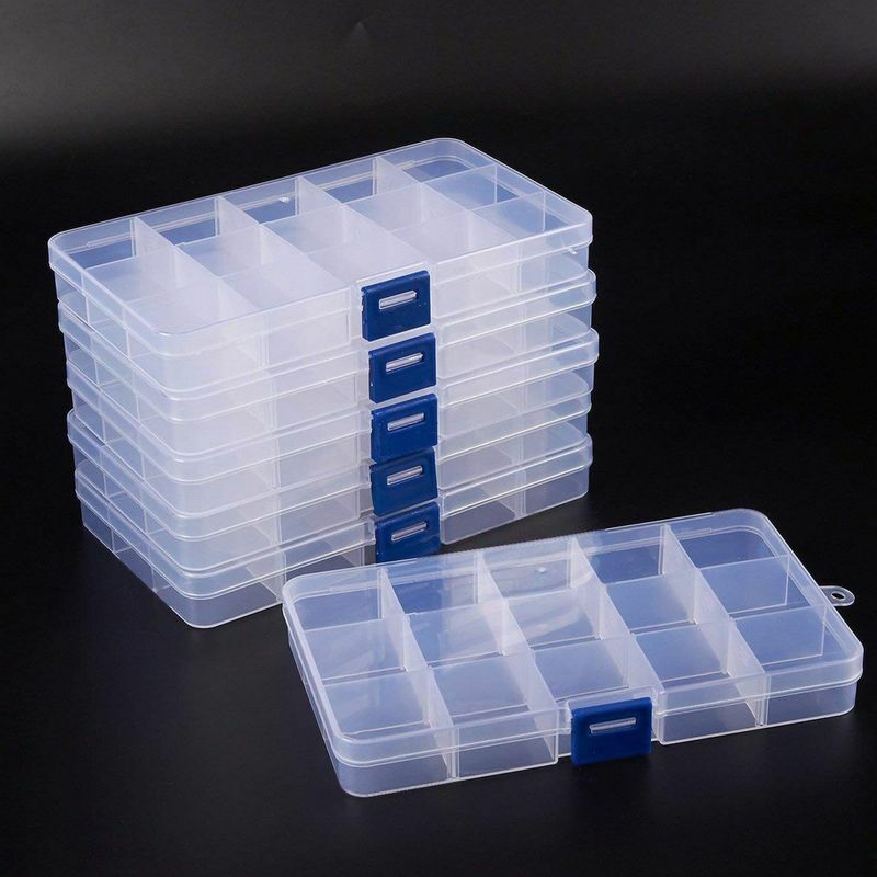 Clear Jewelry Box 6-Pack Plastic Bead Storage Container Earrings Organizer