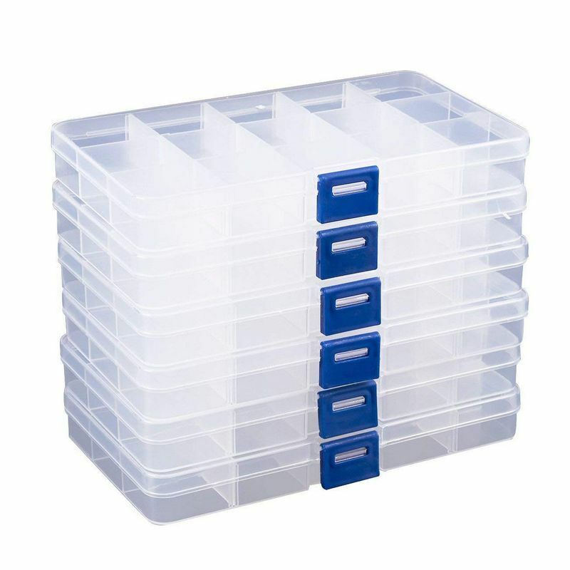 Clear Jewelry Box 6-Pack Plastic Bead Storage Container Earrings Organizer - Plugsus Home Furniture