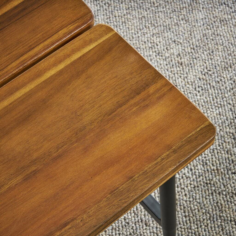 Coffee Table Rustic Industrial Acacia Wood with Metal Frame - Plugsus Home Furniture