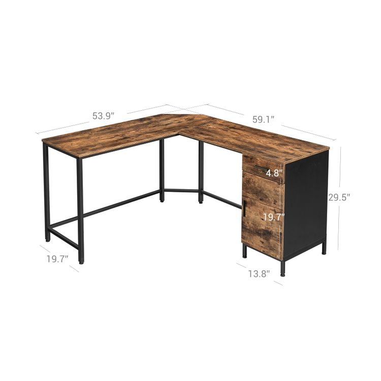 Computer Desk L-Shaped with Side Drawer - Plugsus Home Furniture