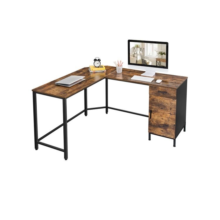 Computer Desk L-Shaped with Side Drawer - Plugsus Home Furniture