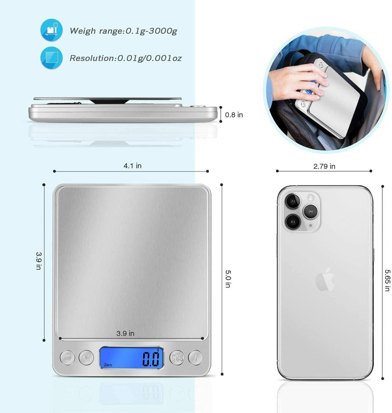 3000g/1000g X 0.1g Digital Gram Scale Pocket Electronic Jewelry Weight  Scale 500g X 0.01g Scale / NO Retail Packaging