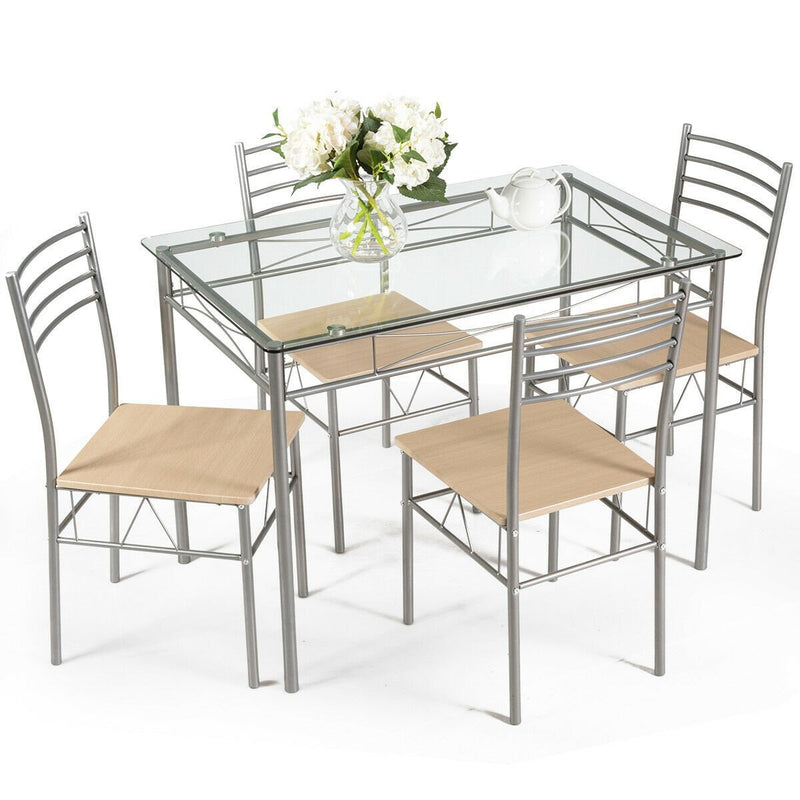 Dining Set Glass Table 5 Pieces.