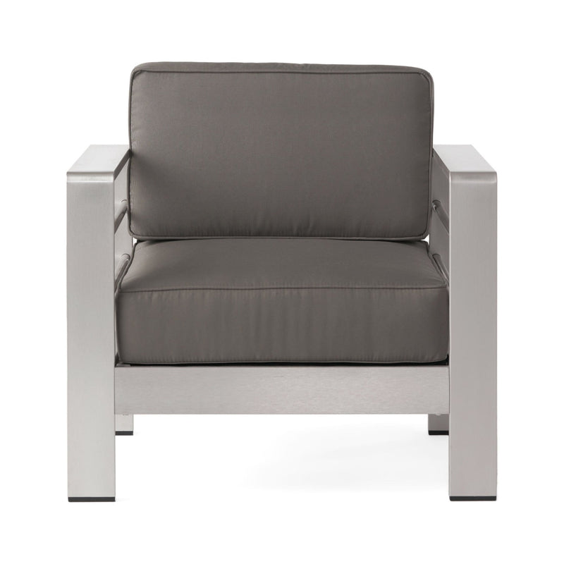 Ella's Chic Silver and Gray Club Chair with Cushions - Plugsus Home Furniture