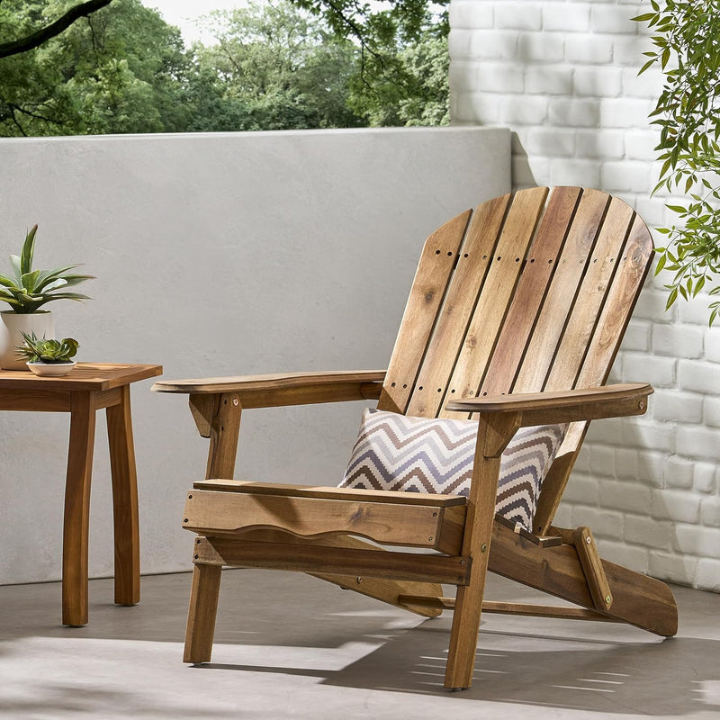 Ethan's Acacia Wood Folding Adirondack Chair for Outdoor Comfort - Plugsus Home Furniture