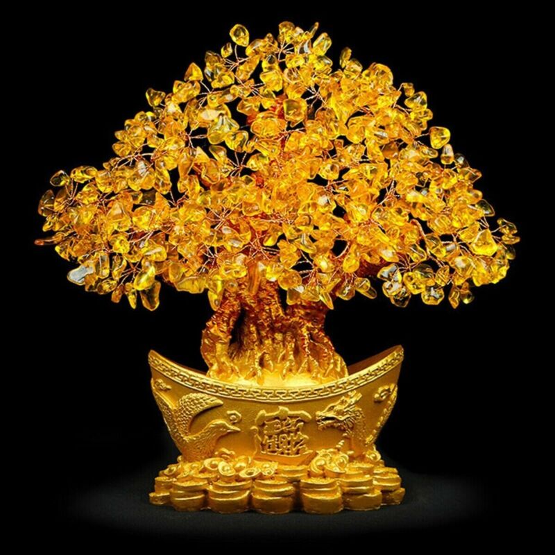Feng Shui Crystal Money Tree Bonsai for Fortune Good Luck Home Office Decor - Plugsus Home Furniture