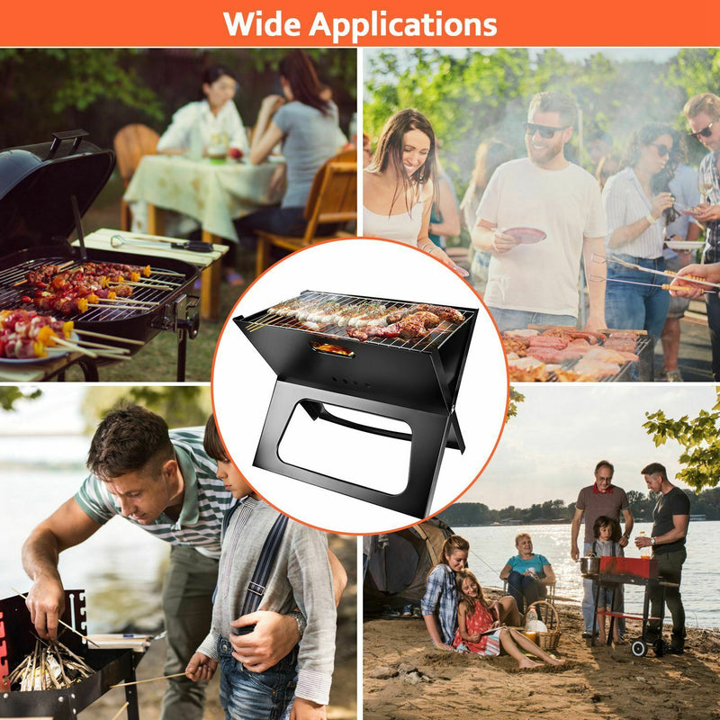 Foldable Compact Barbecue BBQ Grill Charcoal Stove Shish Kabob Camping Cooker - Plugsus Home Furniture