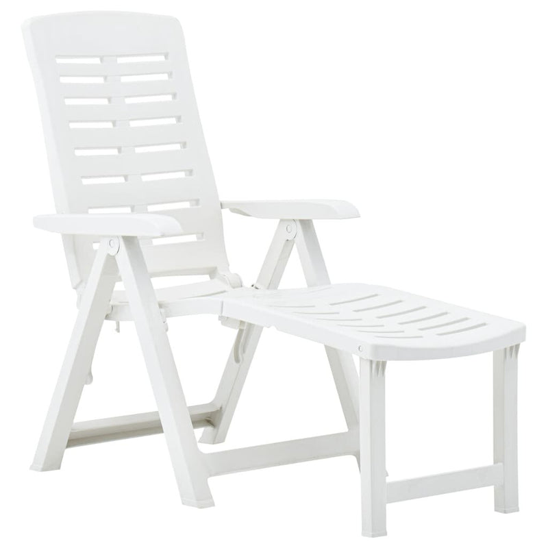 Folding Sun Lounger Plastic White - Plugsus Home Furniture