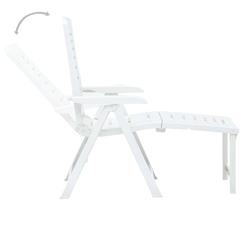 Folding Sun Lounger Plastic White - Plugsus Home Furniture
