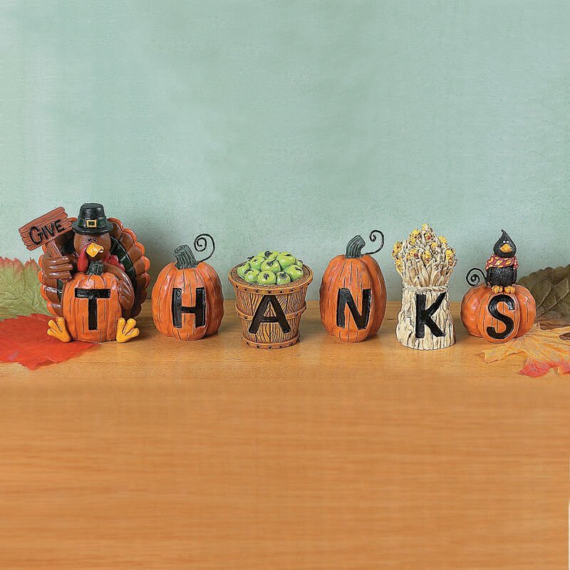 "Give Thanks" Thanksgiving Blocks, Home Decor, 6 Pieces, Fall Decorations - Plugsus Home Furniture