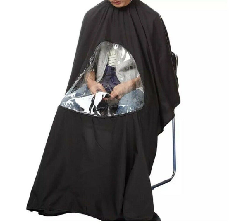 Hair Cutting Barber Cape with Window Phone Viewing Apron Stylist Gown US - Plugsus Home Furniture