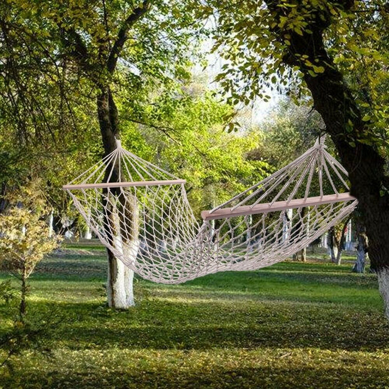 Hammock Tree Person Patio Bed Swing Cotton Rope Outdoor Garden Yard Hanging Bed - Plugsus Home Furniture