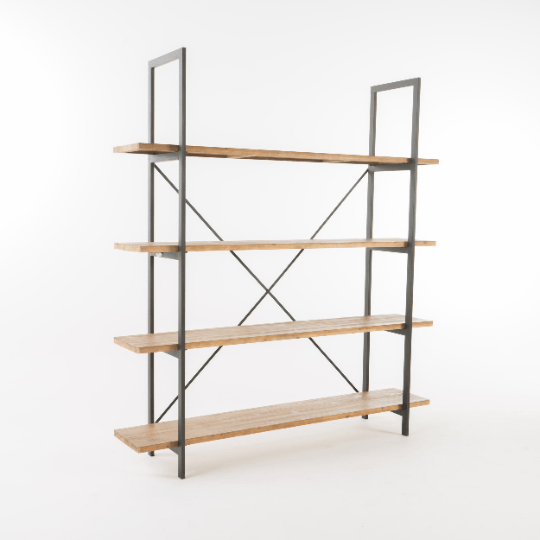 Industrial 4-Tier Bookshelf with Metal Frame - Plugsusa