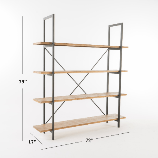 Industrial 4-Tier Bookshelf with Metal Frame - Plugsusa