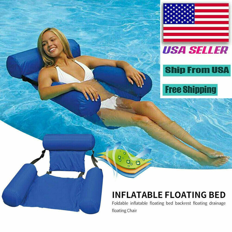 Inflatable Foldable Floating Bed Float Chair Beach Swimming Pool Raft Water Toy - Plugsus Home Furniture