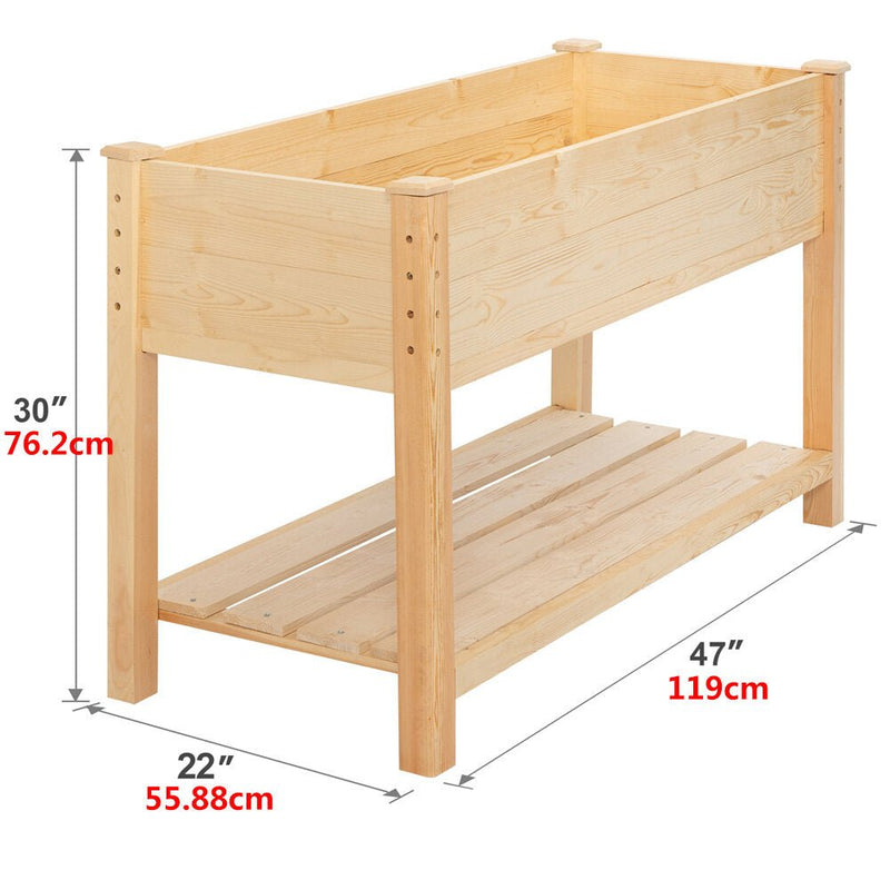 KingSo Raised Garden Bed 4FT Elevated Wooden Planter Boxes Kit Outdoor with Legs Garden Grow Box with Shelves for Vegetable Flower Patio - Plugsus Home Furniture