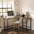 L-Shaped Corner Desk with Monitor Stand - Plugsusa