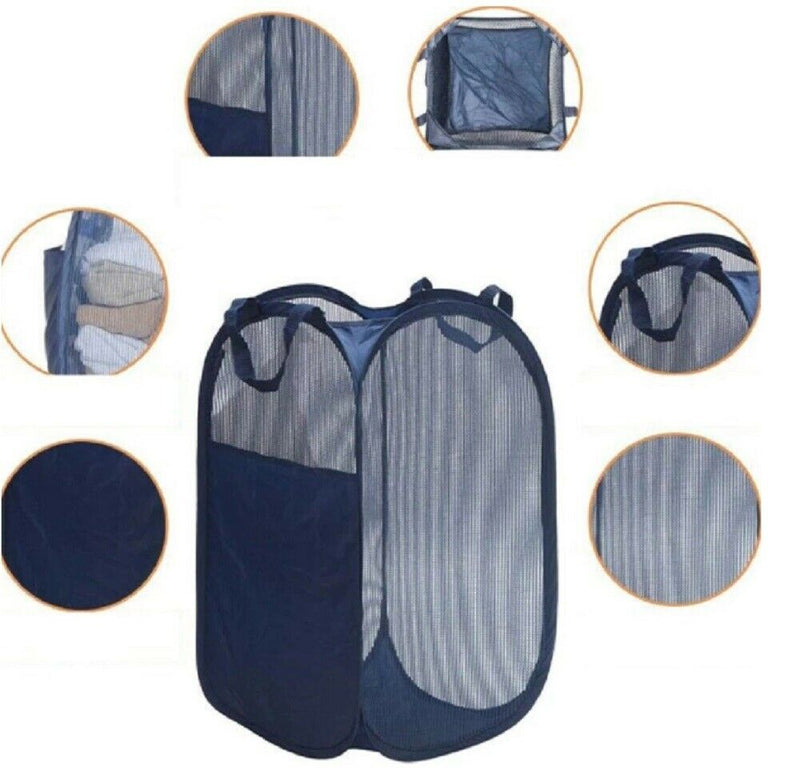 Large Foldable Storage Laundry Hamper Clothes Basket Nylon Laundry Washing Bag - Plugsus Home Furniture