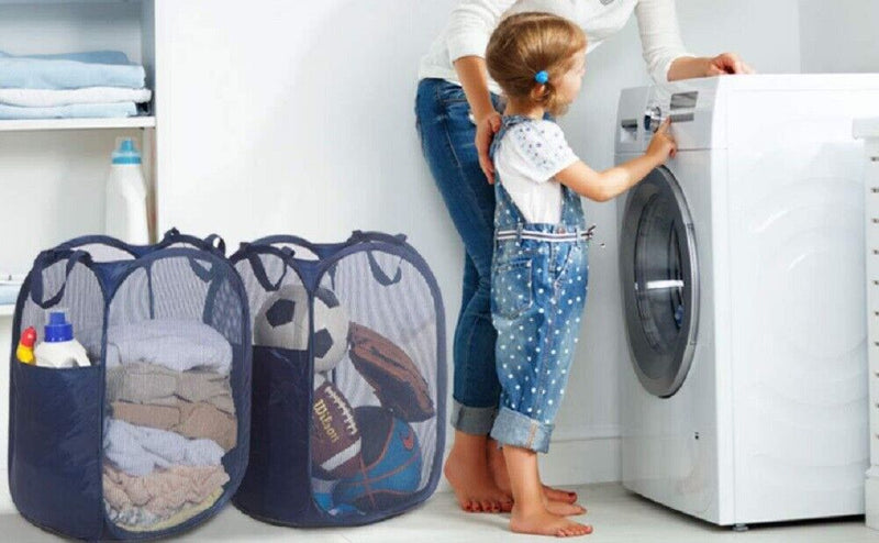 Large Foldable Storage Laundry Hamper Clothes Basket Nylon Laundry Washing Bag - Plugsus Home Furniture