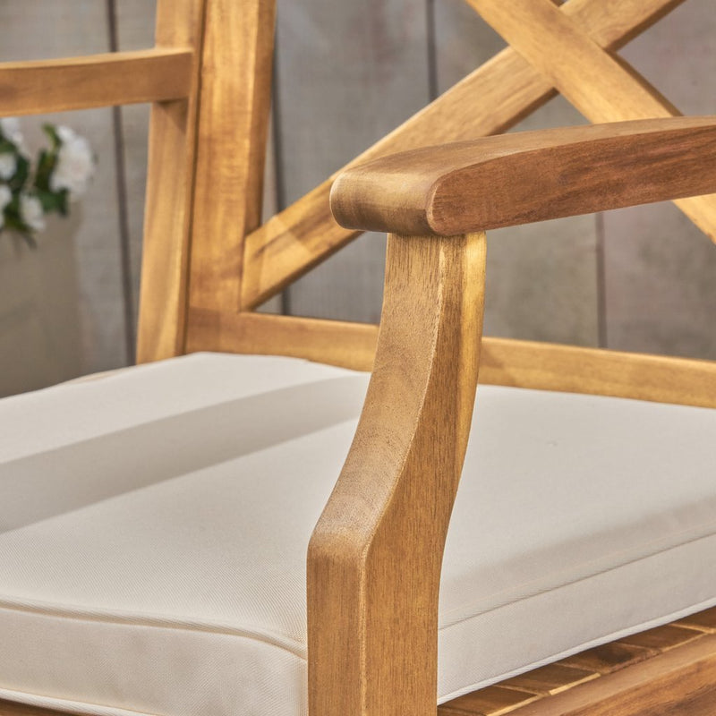 Logan Outdoor Acacia Wood Barstool (set of 2) - Plugsus Home Furniture
