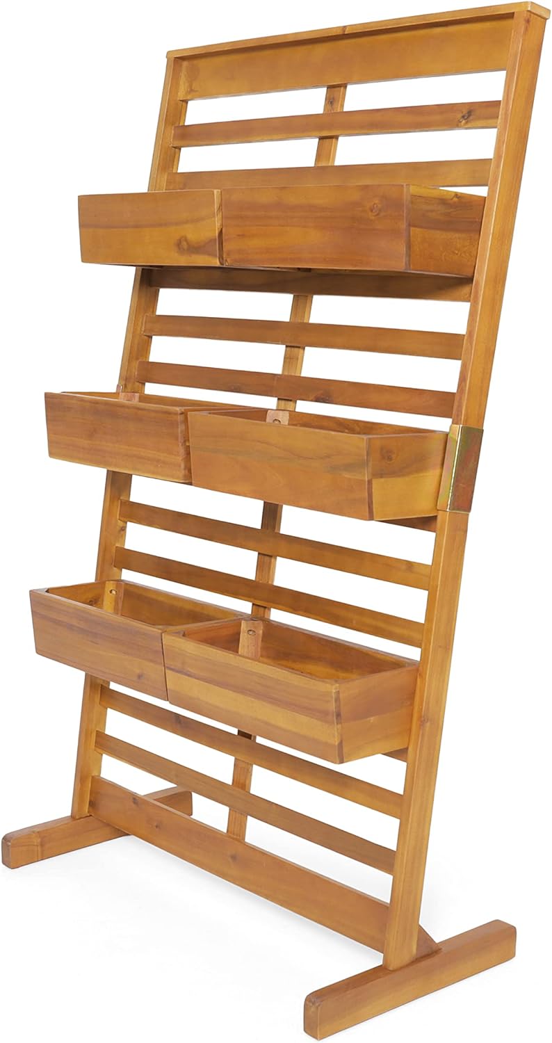Lucas' Stylish Acacia Wood Plant Stand - Pineview Collection in Teak - Plugsus Home Furniture