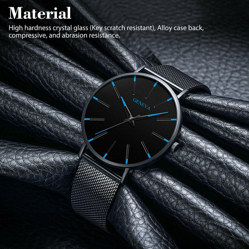 Luxury Men's Quartz Watch Stainless Steel Analog Ultra Thin Waterproof Business - Plugsus Home Furniture