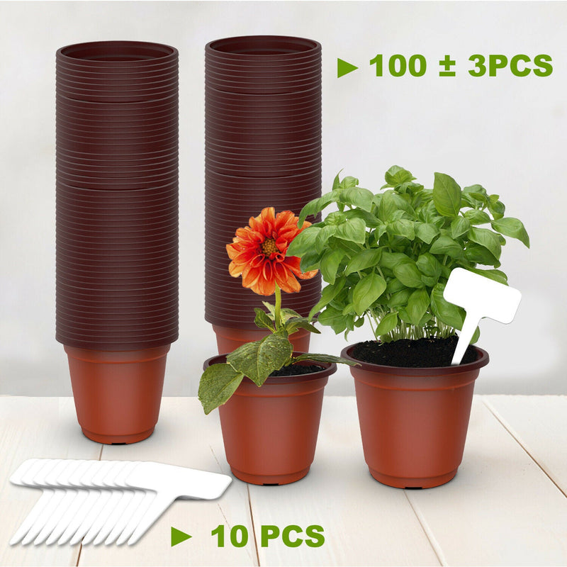 Max 500 PCS Plastic Plant Flower Pot Nursery Seedlings Pot Container 3.5''/4.0'' - Plugsus Home Furniture