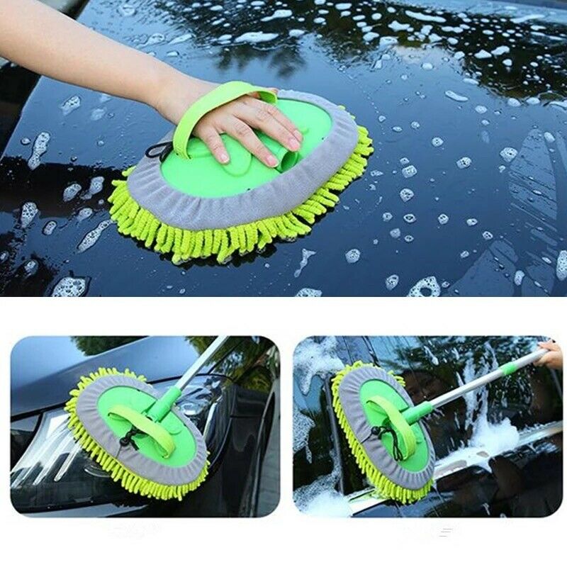 Car Wash Mop Soft Brush Telescopic Handle Portable Adjustable Cleaning Tool  US