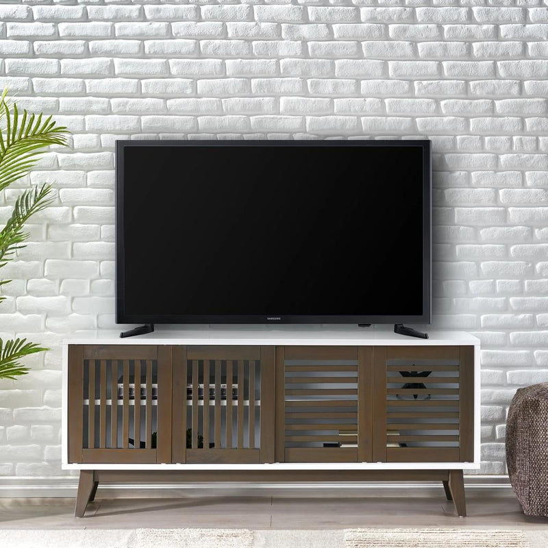 Mid-Century 4 Door TV Stand with Storage - Plugsus Home Furniture
