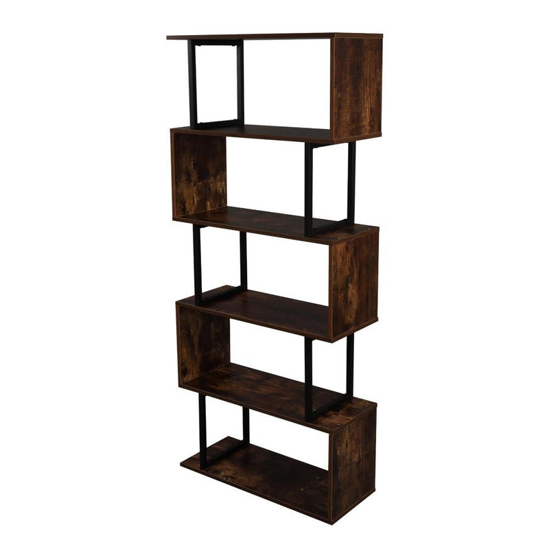 Mid Century 5-Tier Industrial with Metal Frame Bookcase Storage Shelf, Bookshelves - Plugsus Home Furniture