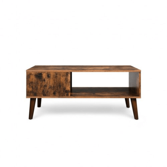 Mid Century Coffee Table with Storage Shelf Accent Table - Plugsusa
