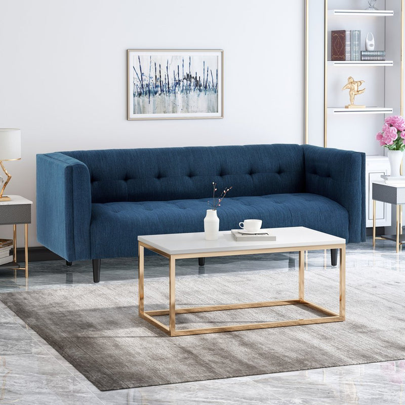 Mid-Century Modern Fabric Upholstered Tufted 3 Seater Sofa - Plugsus Home Furniture